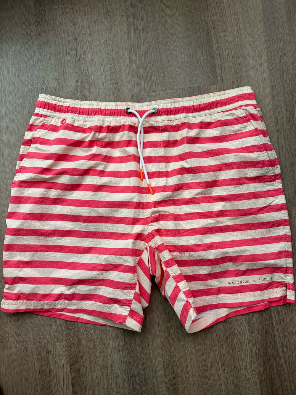 Scotch & Soda Pink & Cream Striped Swim Shorts